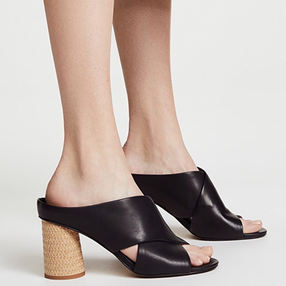 Milo Chic Crisscross Peep Toe Espadrille Heel Mule - Picture 2 of 5